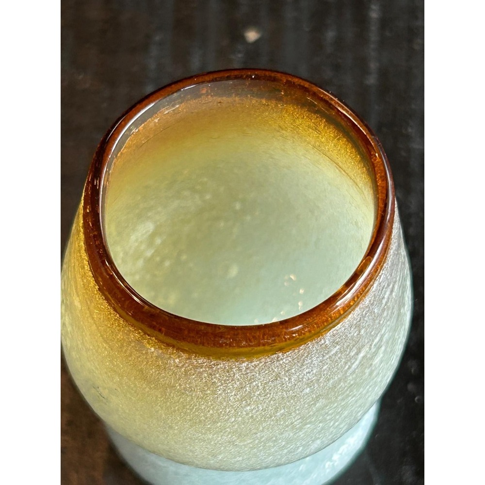 1930s Murano Glass Napoleone Martinuzzi Pulegoso "Seafoam Amber" Goblet